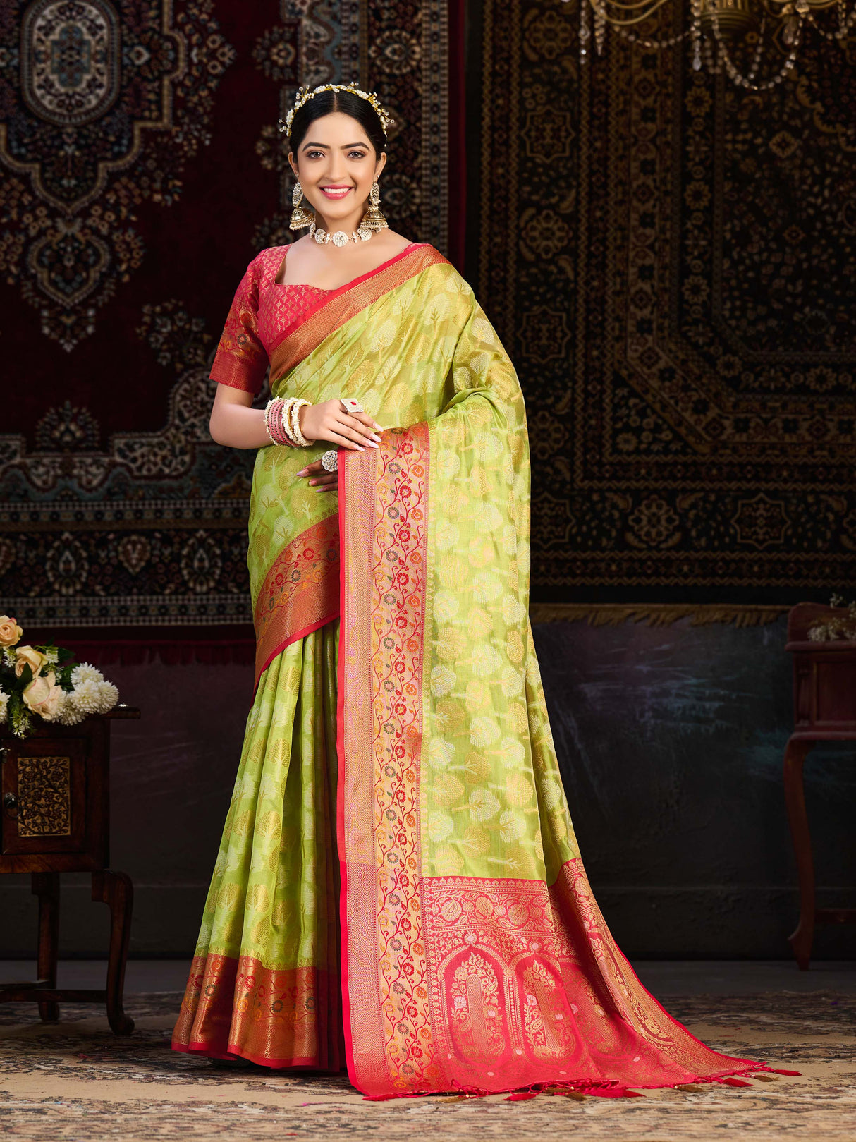 Mimosa Women's Woven Design Banarasi Art Silk Saree With Blouse Piece : SA0000945OL