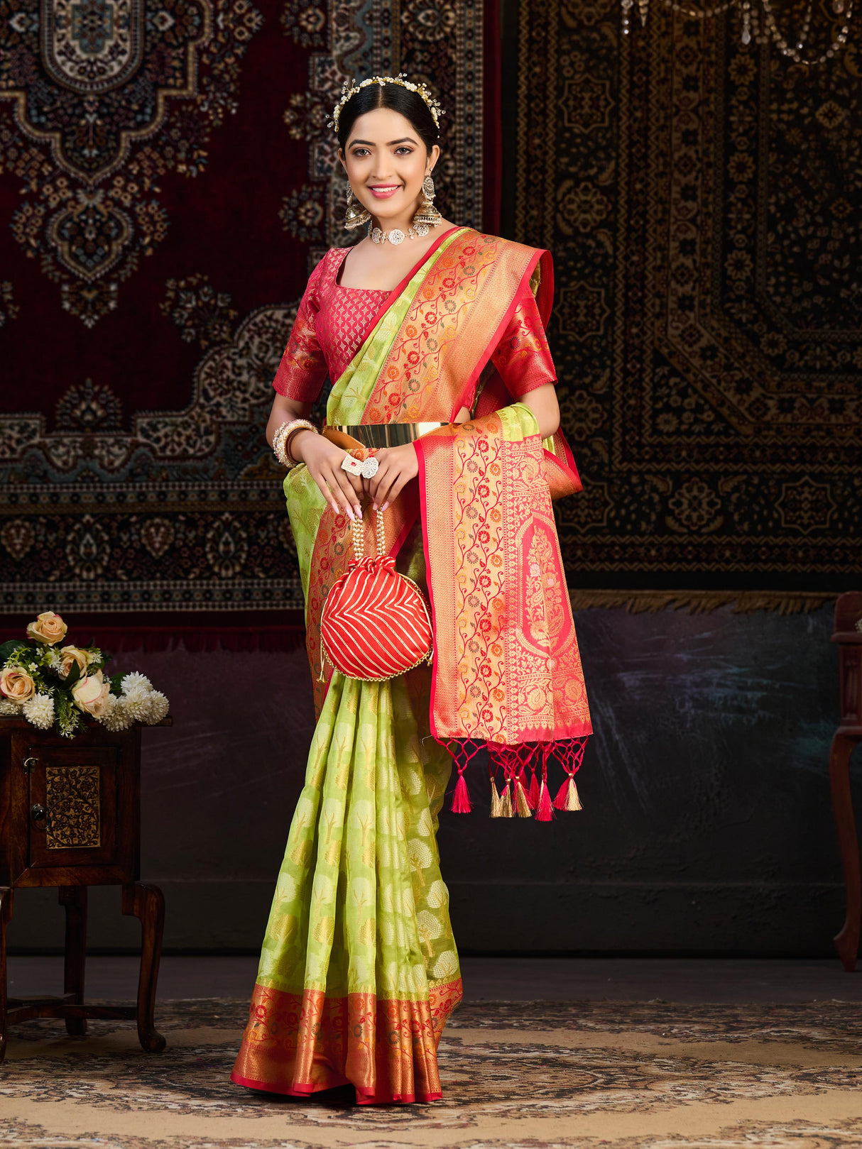 Mimosa Women's Woven Design Banarasi Art Silk Saree With Blouse Piece : SA0000945OL