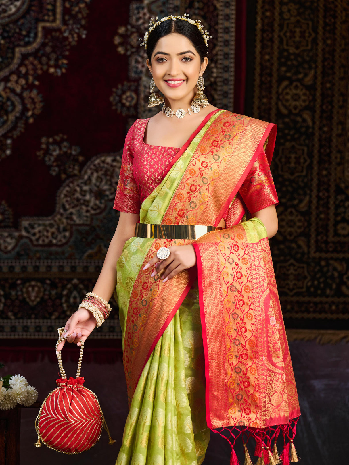 Mimosa Women's Woven Design Banarasi Art Silk Saree With Blouse Piece : SA0000945OL