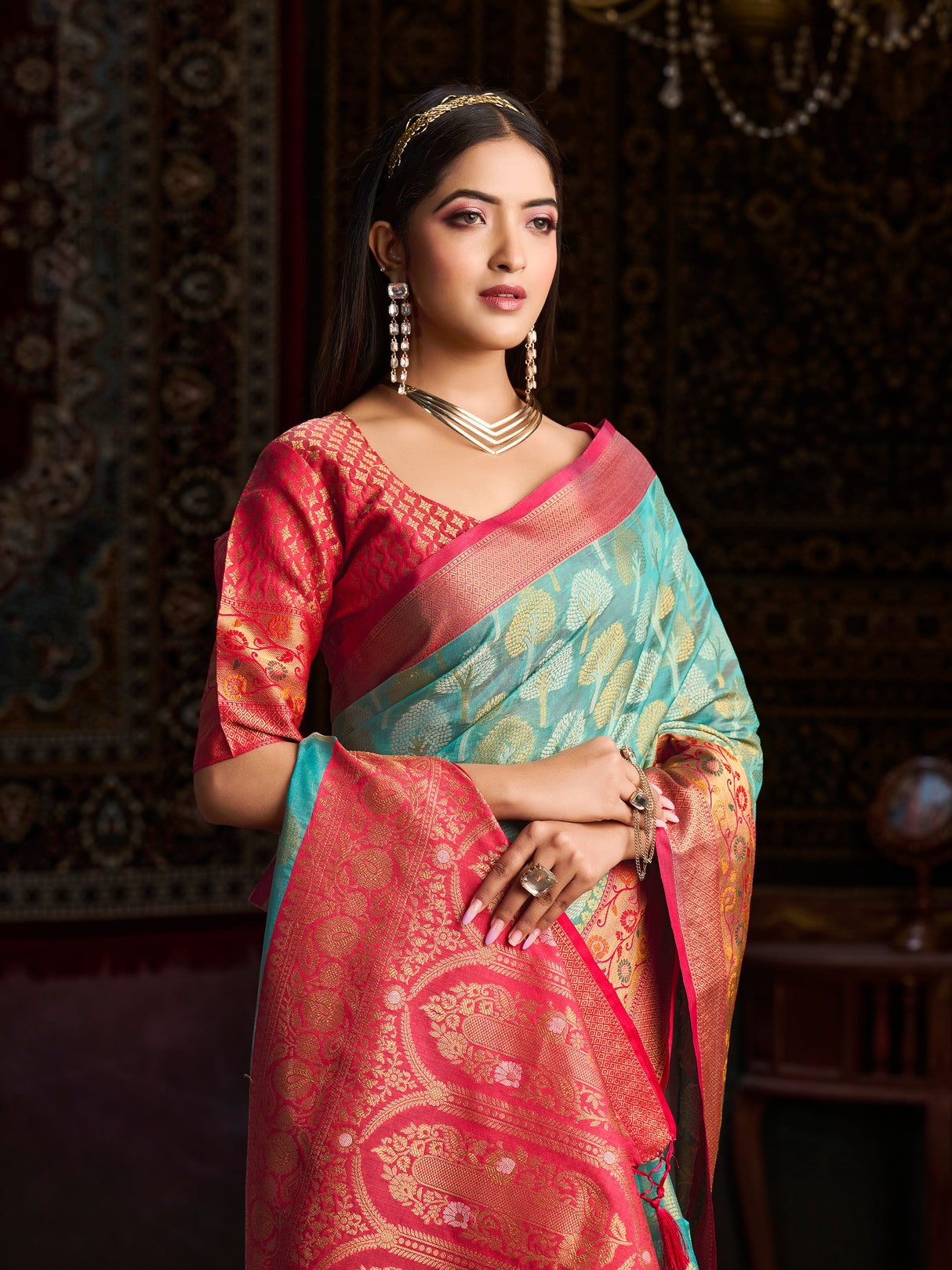 Mimosa Women's Woven Design Banarasi Art Silk Saree With Blouse Piece : SA0000945RM