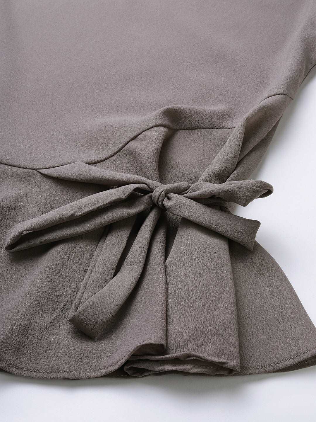 Mimosa Women Grey Solid A-Line Top With Tie-Ups