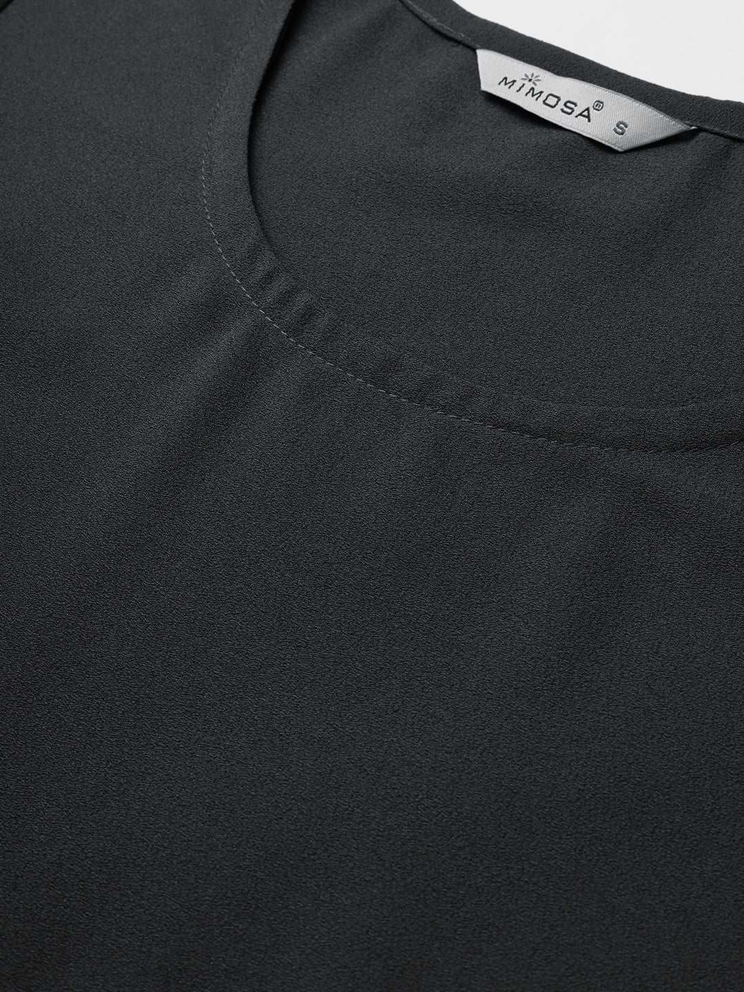 Mimosa Women Grey Solid A-Line Gathered Top