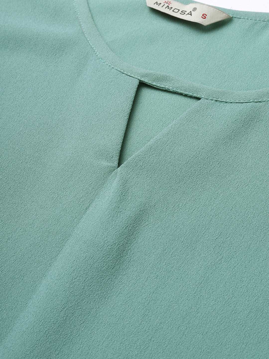 Mimosa Women Light Green Solid A-Line Layered Top