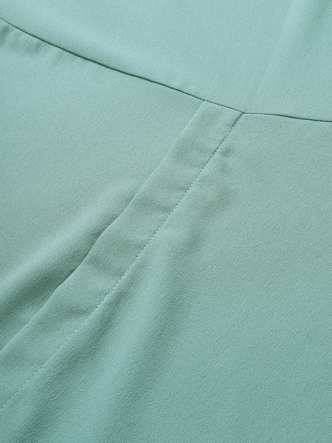 Mimosa Women Light Green Solid A-Line Layered Top