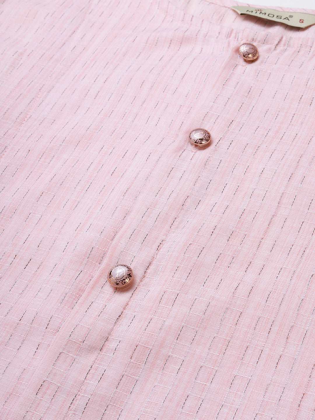 Mimosa Women Pink & Black Striped Top with Pleats & Tie-Ups