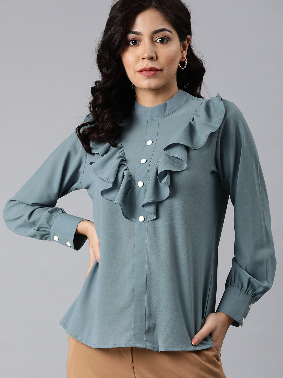 Mimosa women Blue Solid Top