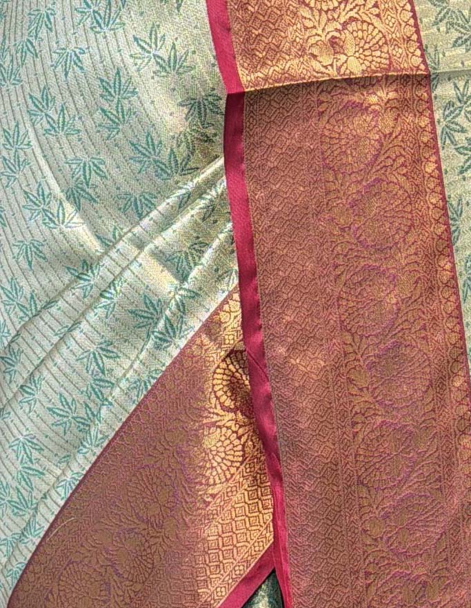 MIMOSA Women's Woven Design Kanjivaram Style Art Silk Saree with Blouse Piece - Rama (SA00002477RMFREE)