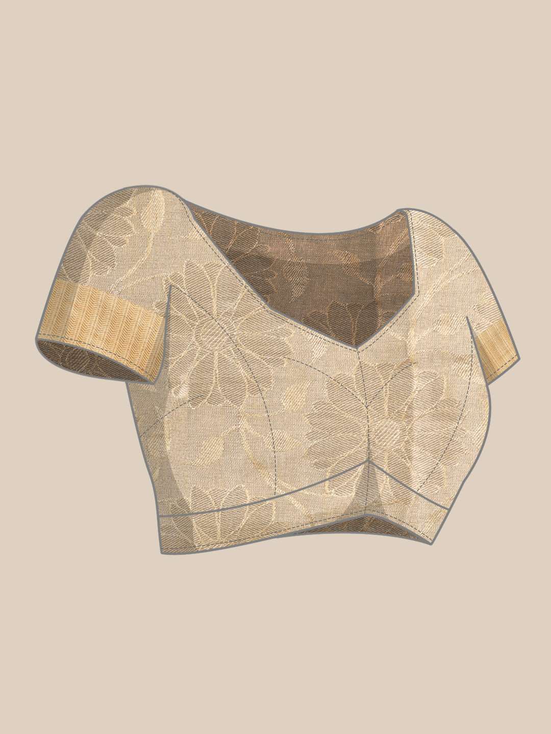 Mimosa Womens Art Silk Saree Kasavu Cream Color