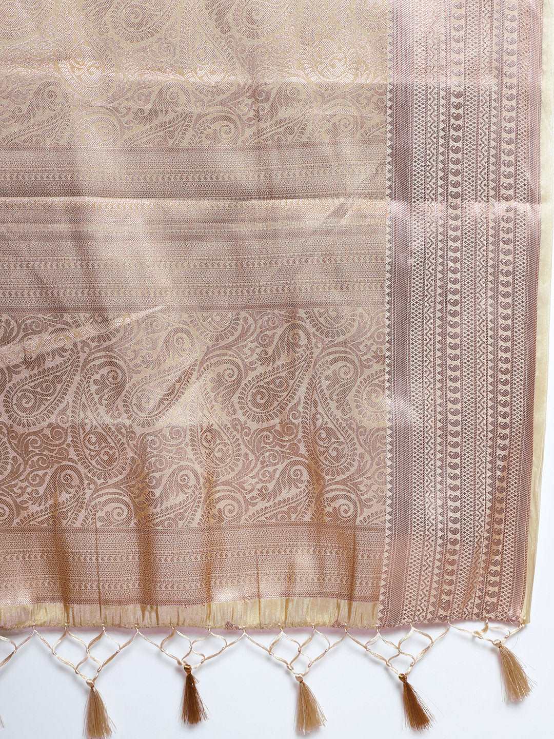 Mimosa Womens Art Silk Saree Kasavu Cream Color