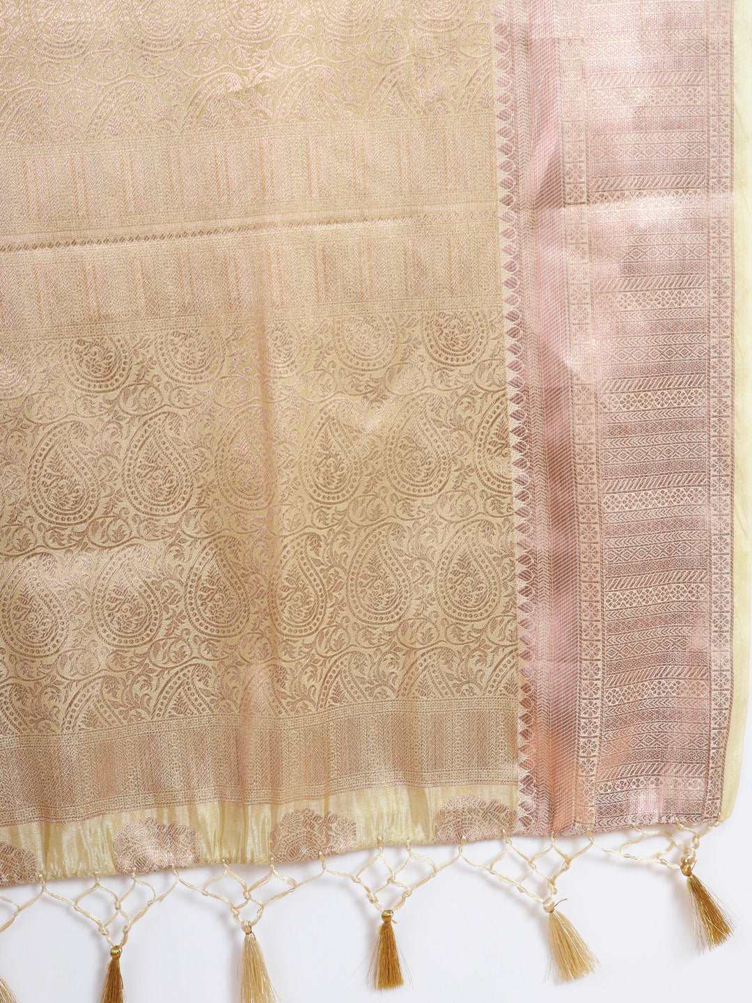 Mimosa Womens Art Silk Saree Kasavu Cream Color