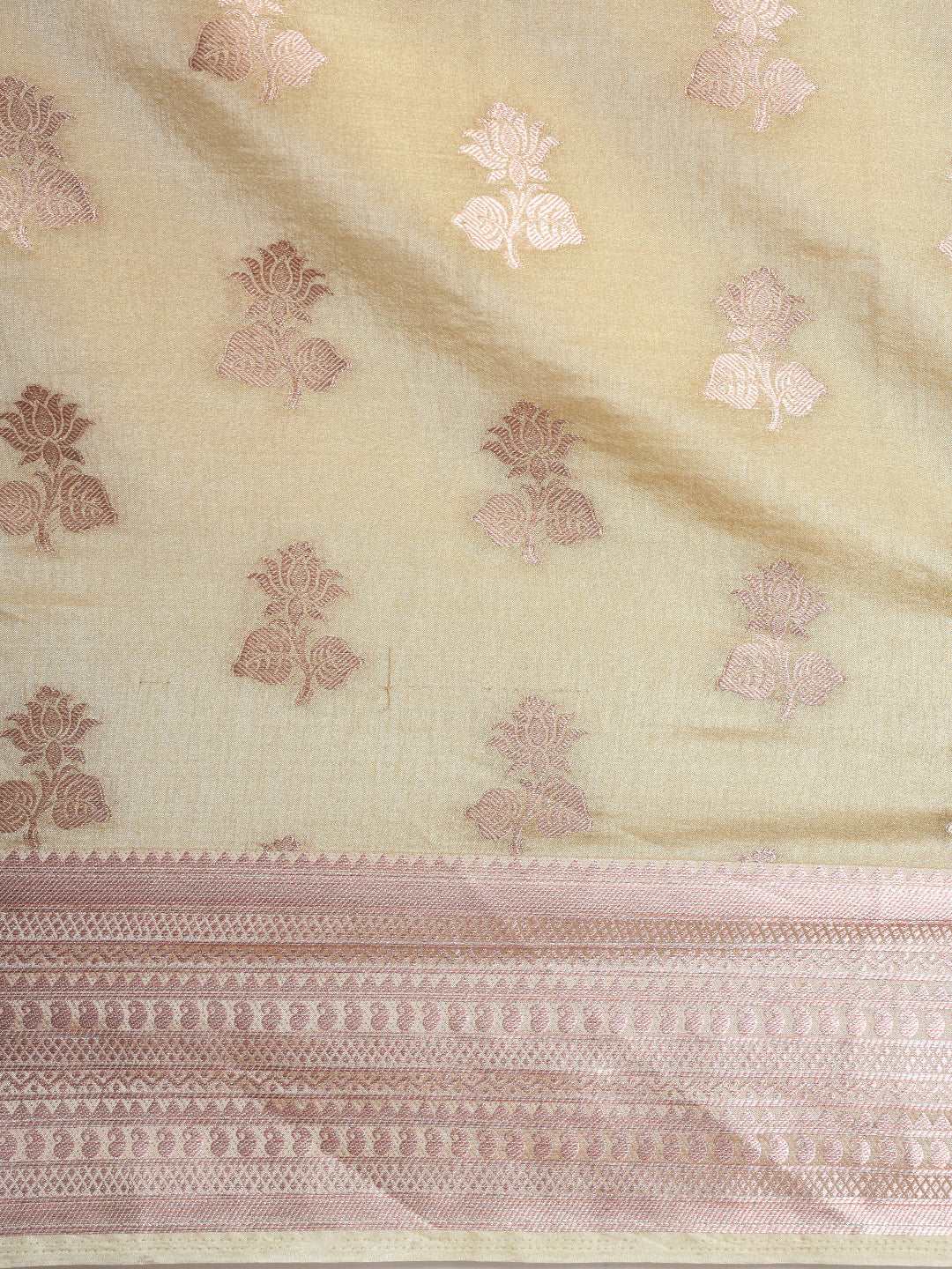 Mimosa Womens Art Silk Saree Kasavu Cream Color