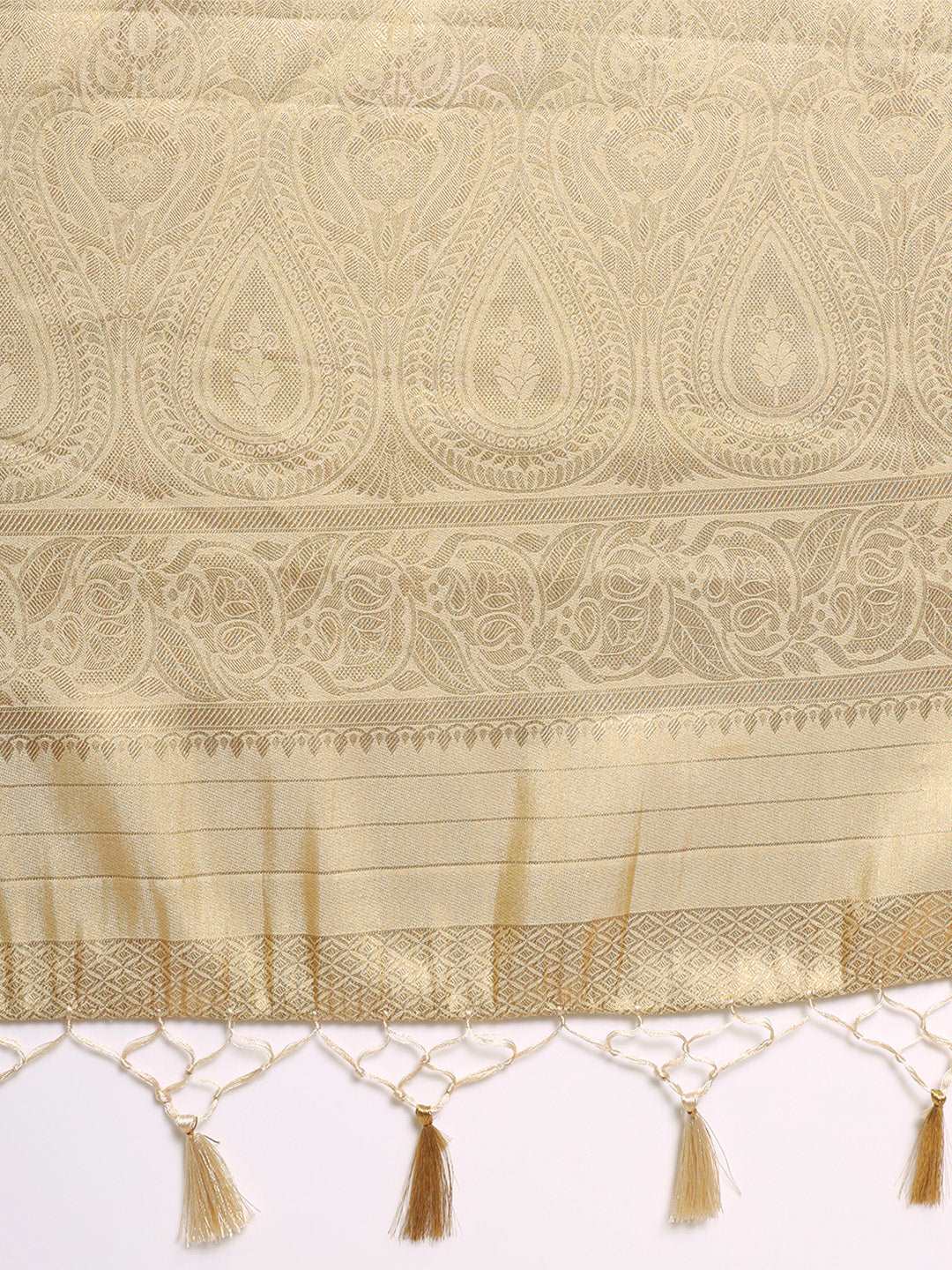 Mimosa Womens Art Silk Saree Kasavu Cream Color