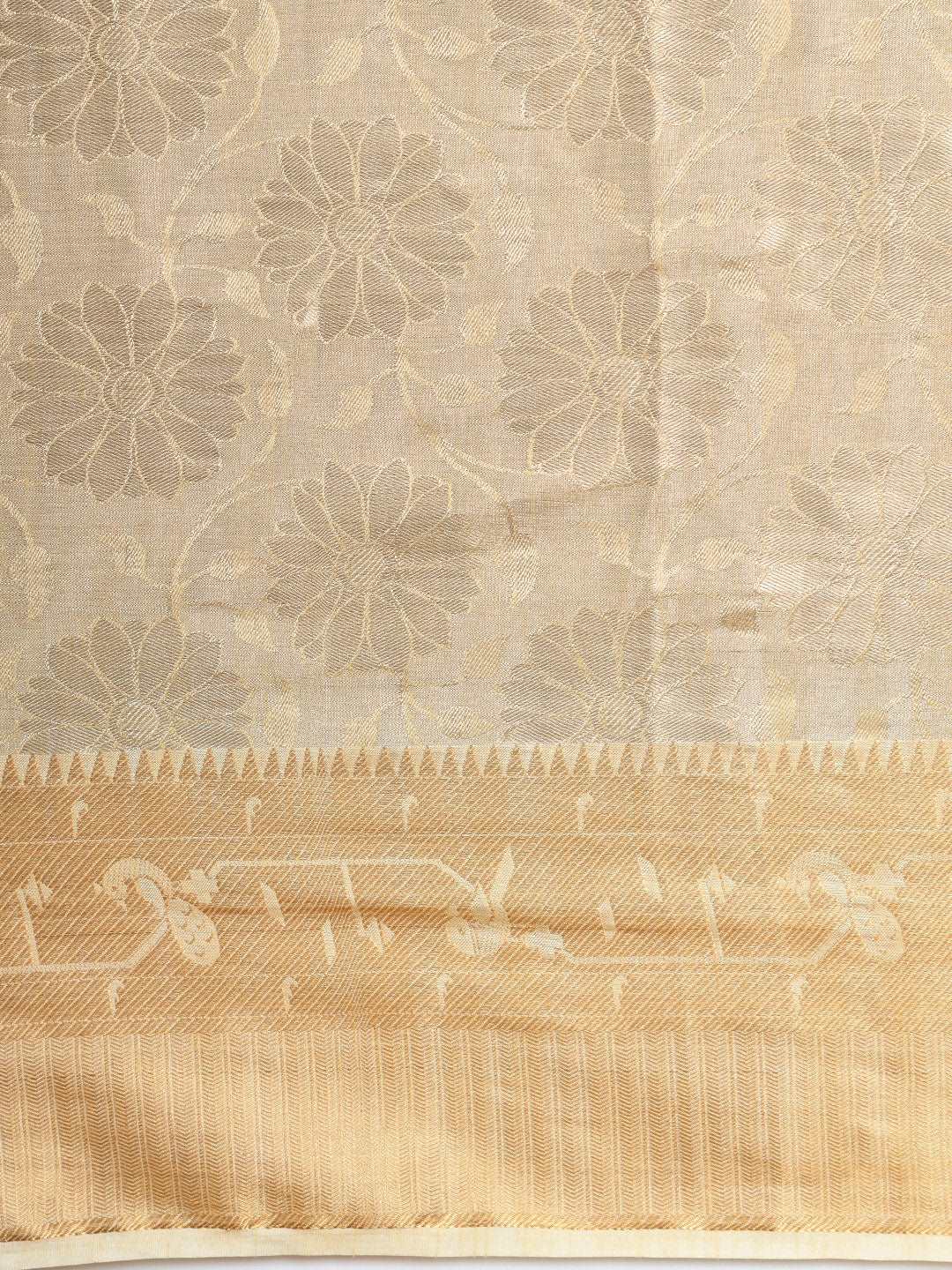 Mimosa Womens Art Silk Saree Kasavu Cream Color