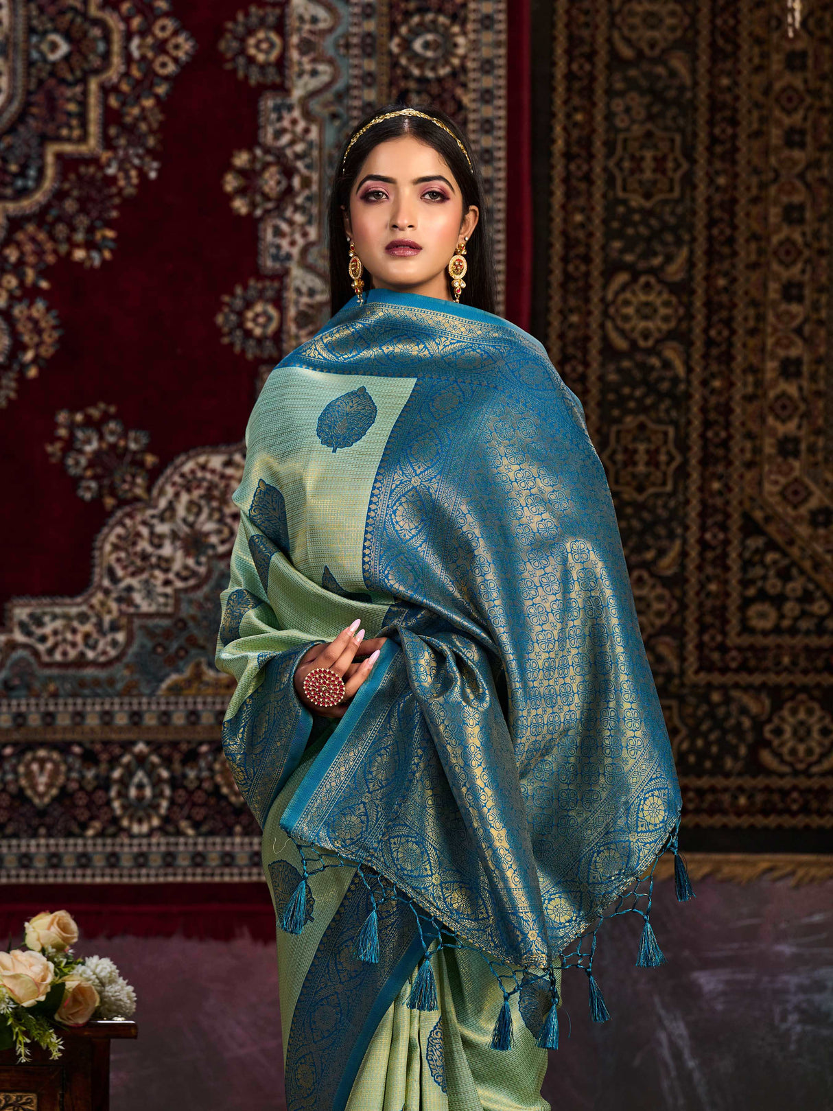 Mimosa Women's Woven Design Kanjivaram Art Silk Saree With Blouse Piece : SA0000900RM