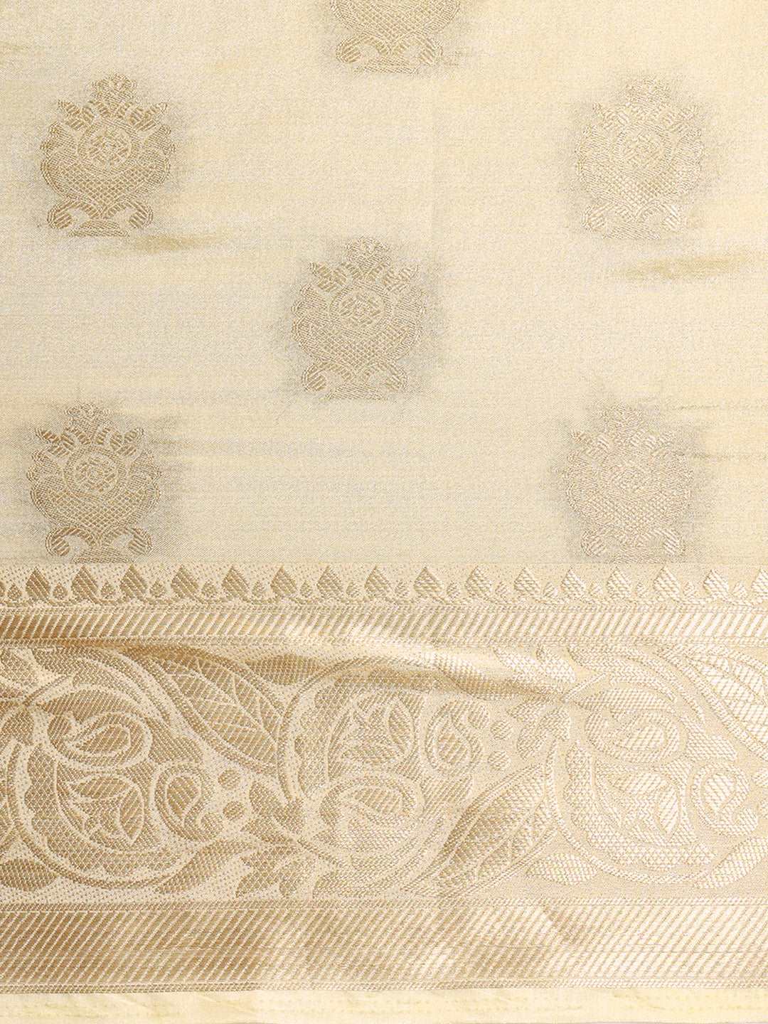 Mimosa Womens Art Silk Saree Kasavu Cream Color