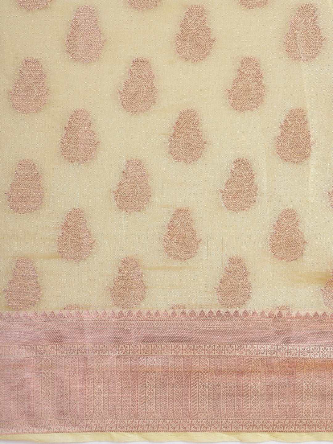 Mimosa Womens Art Silk Saree Kasavu Cream Color