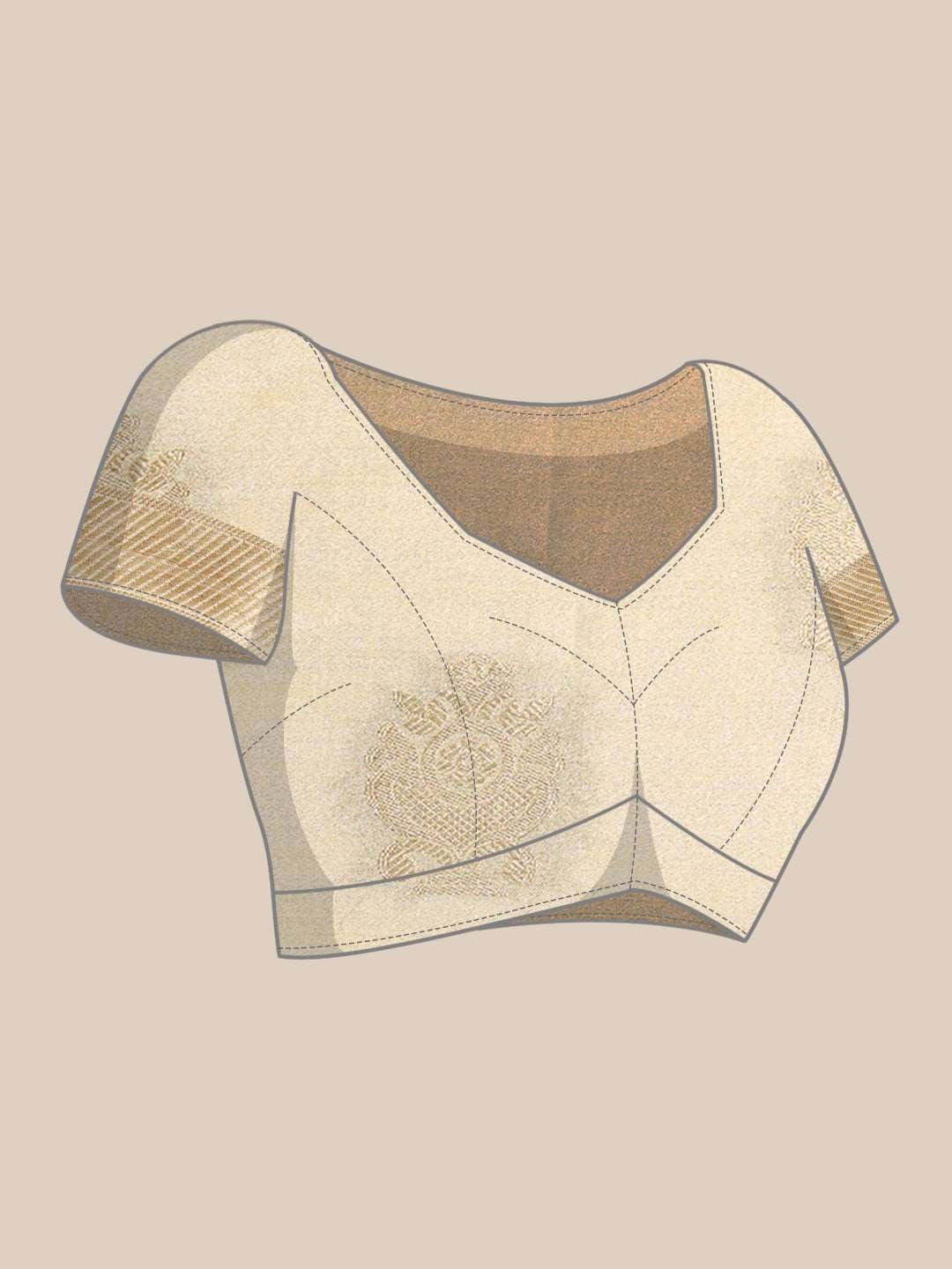 Mimosa Womens Art Silk Saree Kasavu Cream Color