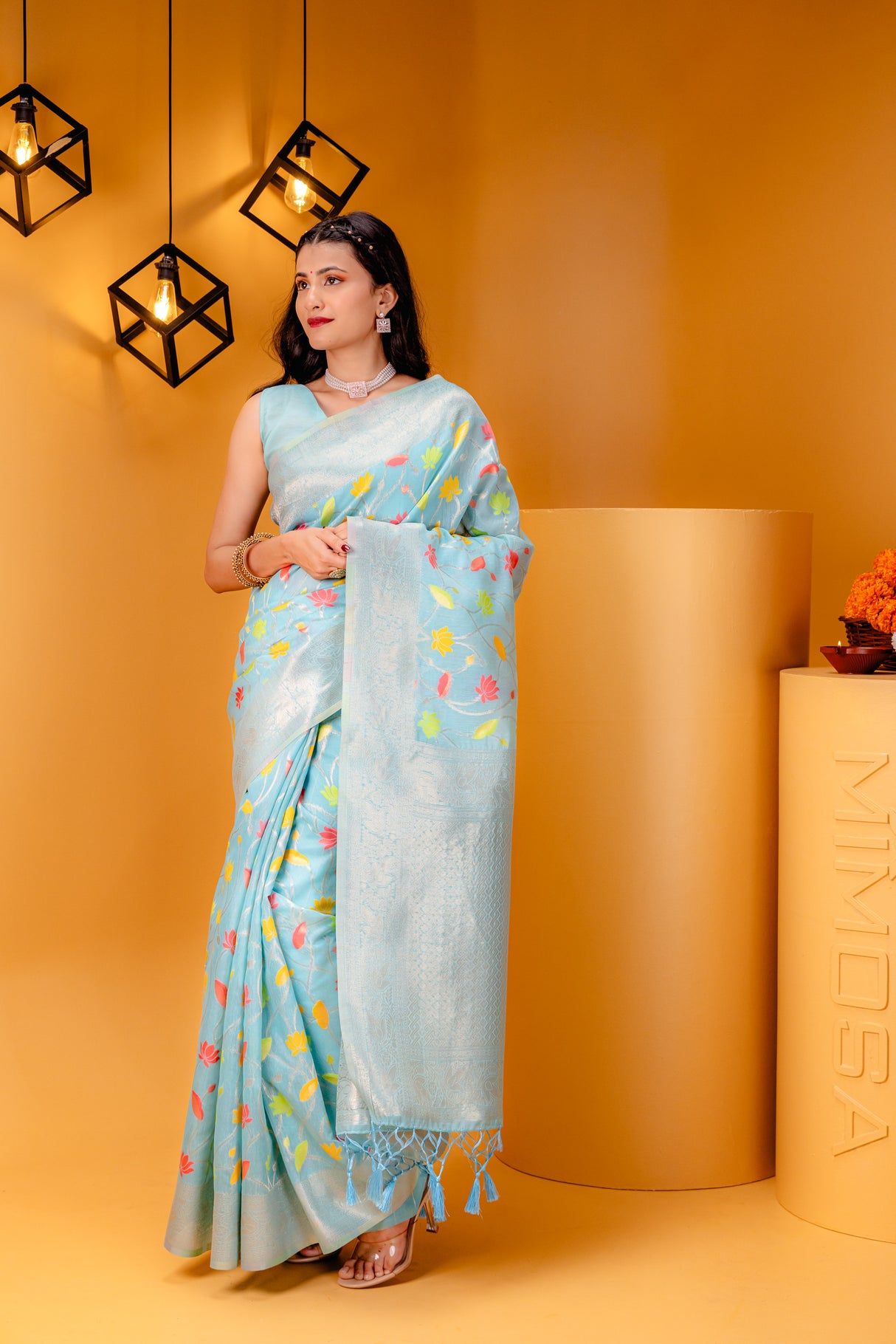 Mimosa Women's Woven Design Banarasi Style Art Silk Saree With Blouse Piece : SA00001602SFFREE