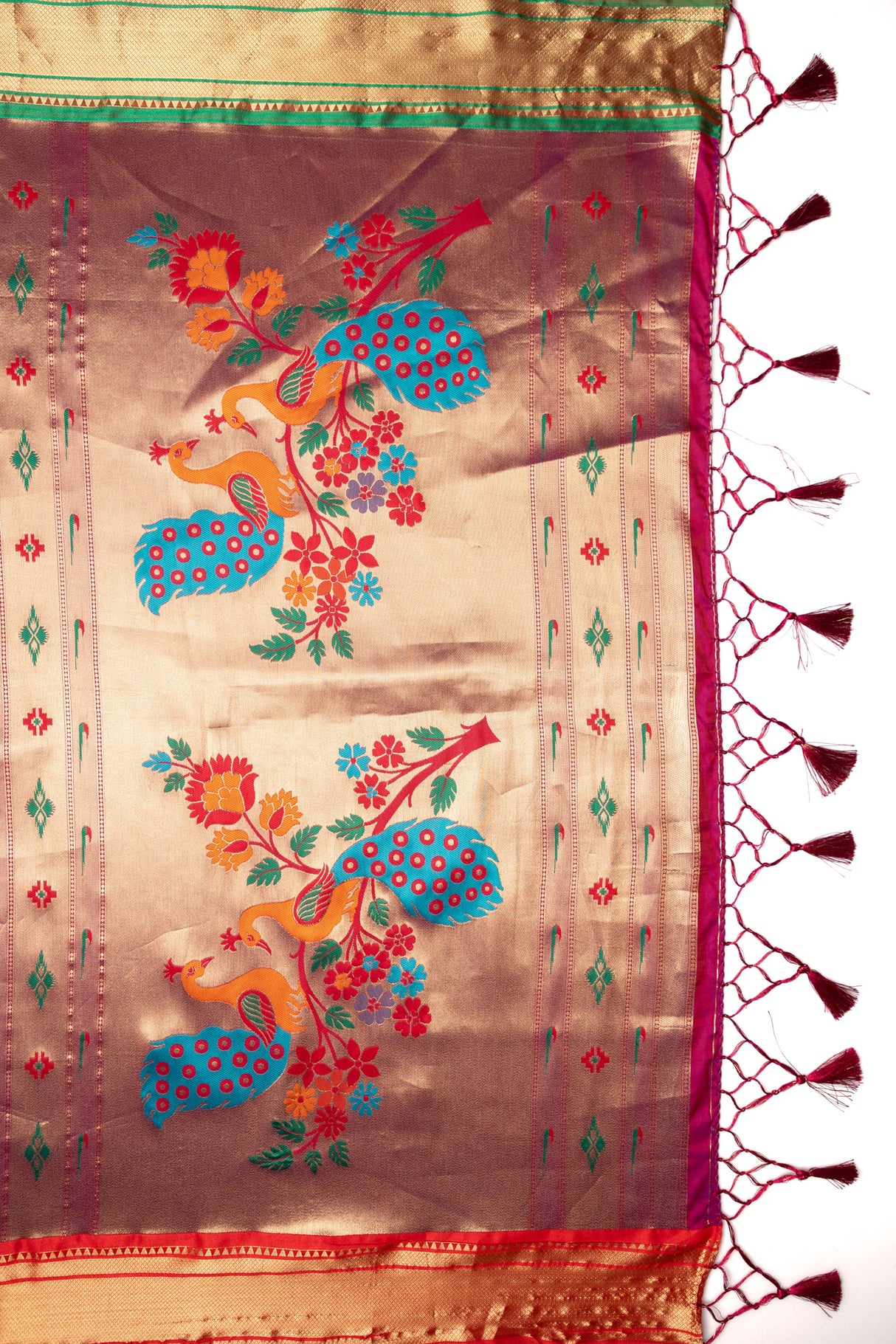 Mimosa Women's Woven Design Paithani Style Art Silk Saree With Blouse Piece : SA00001696RNFREE