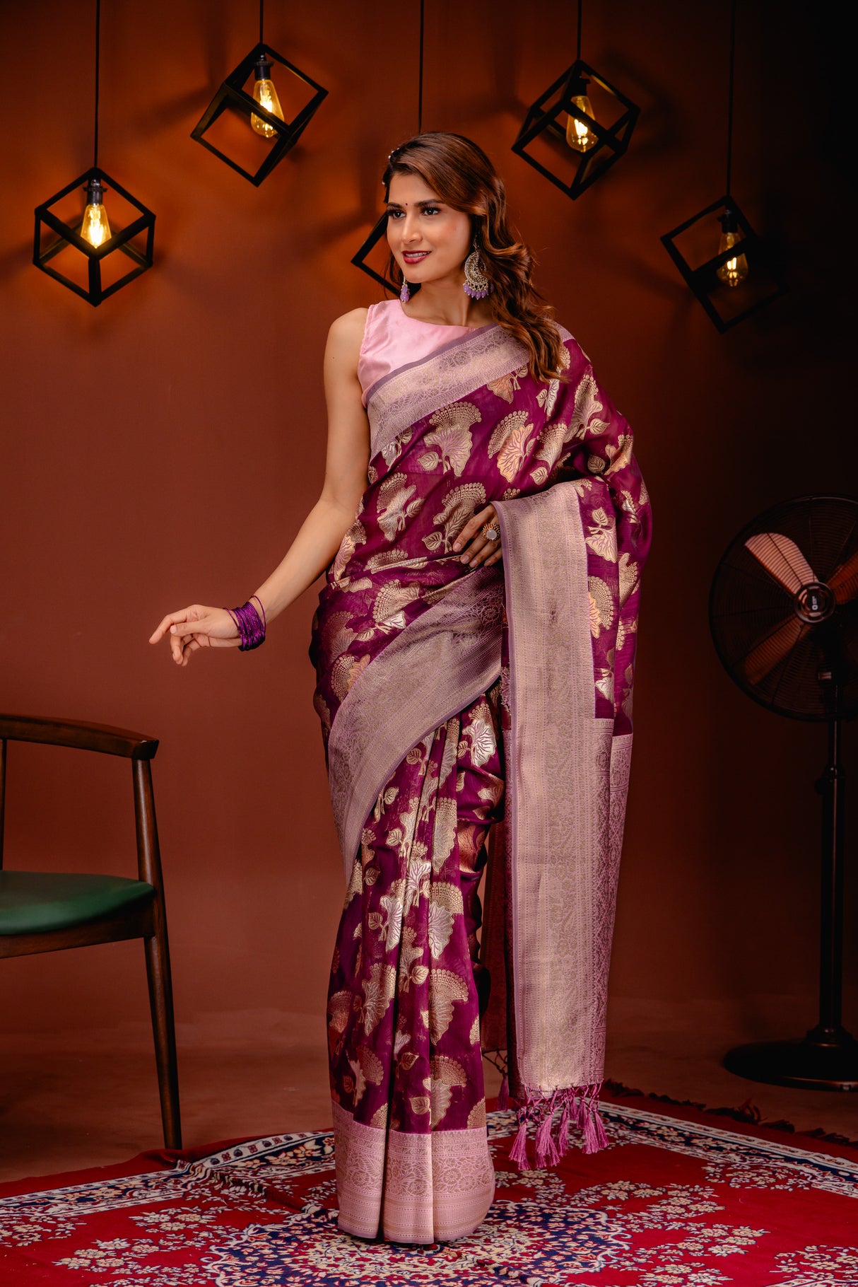 Mimosa Women's Woven Design Kanjivaram Style Art Silk Saree With Blouse Piece : SA00001735WNFREE