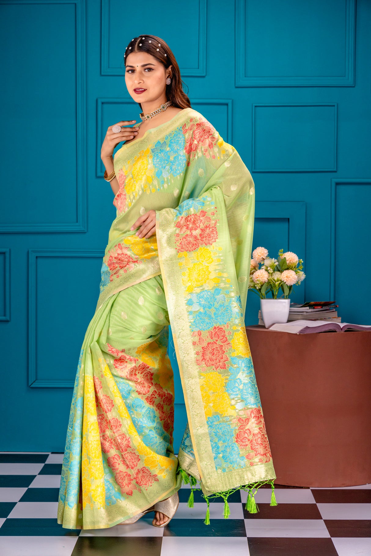 Mimosa Women's Woven Design Banarasi Style Art Silk Saree With Blouse Piece : SA00001730PSFREE