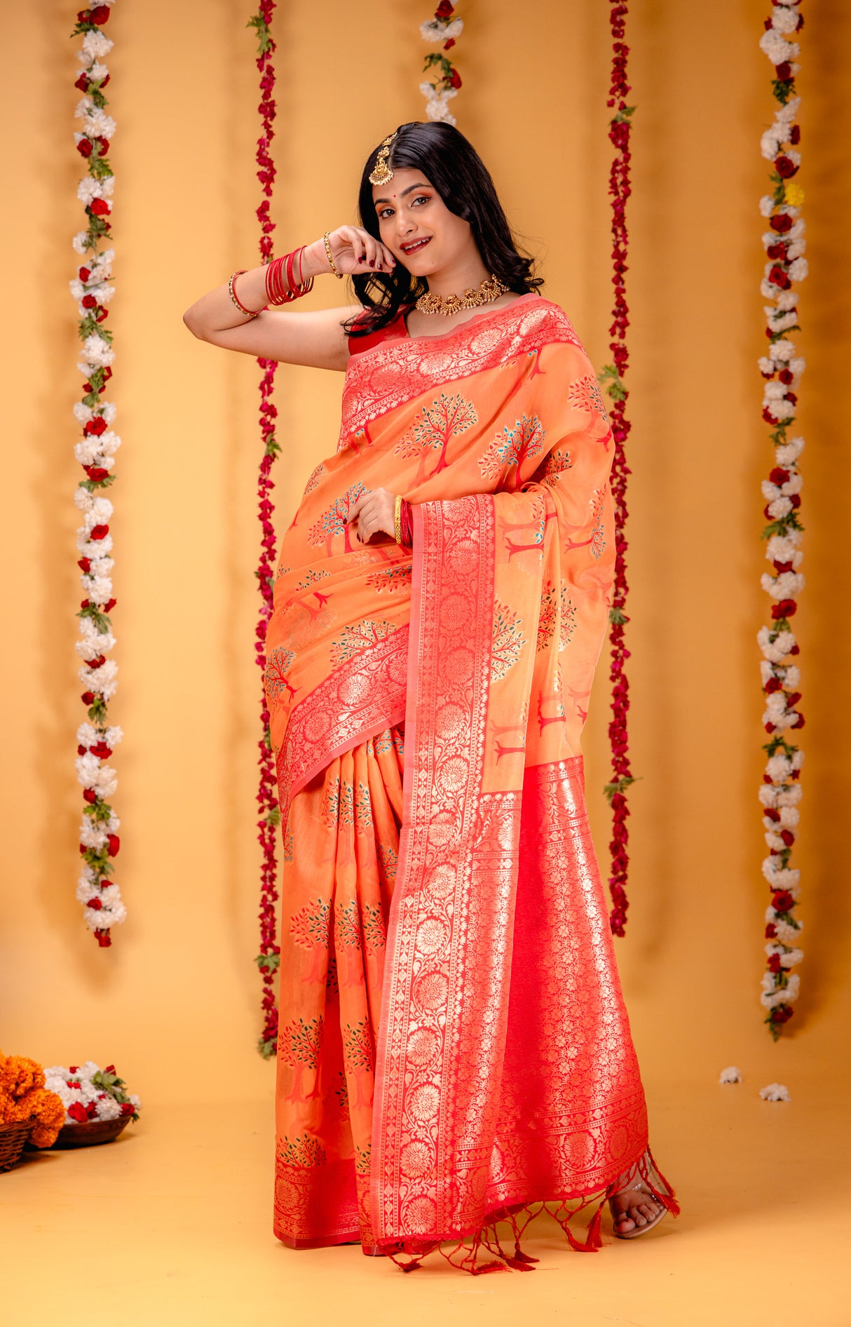 Mimosa Women's Woven Design Banarasi Style Art Silk Saree With Blouse Piece : SA00001580PCFREE