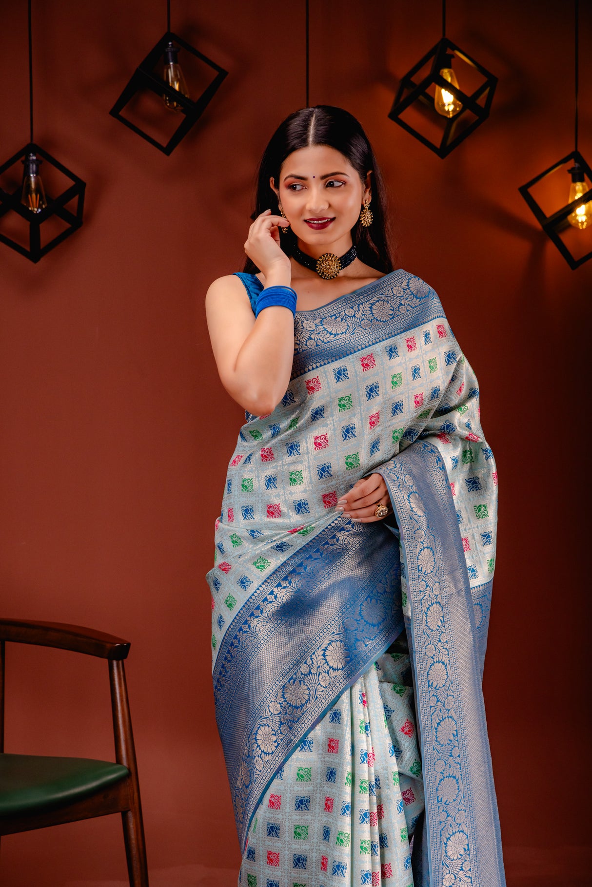 Mimosa Women's Woven Design Kanjivaram Style Art Silk Saree With Blouse Piece : SA00001655SFFREE