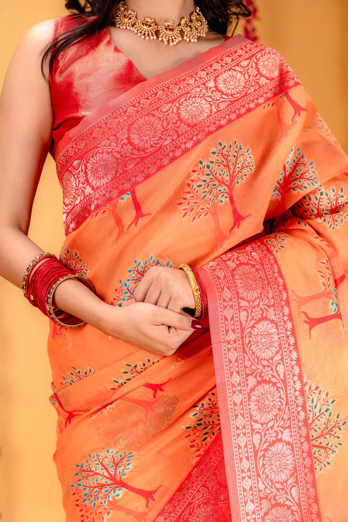 Mimosa Women's Woven Design Banarasi Style Art Silk Saree With Blouse Piece : SA00001580PCFREE