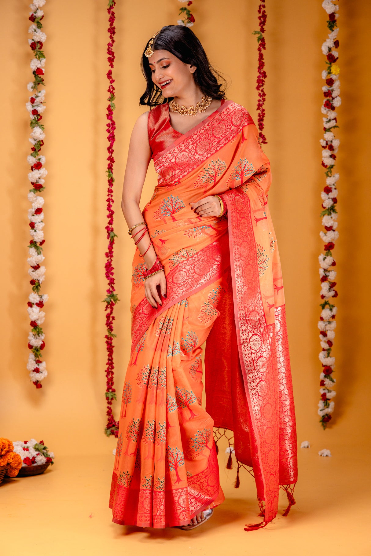 Mimosa Women's Woven Design Banarasi Style Art Silk Saree With Blouse Piece : SA00001580PCFREE