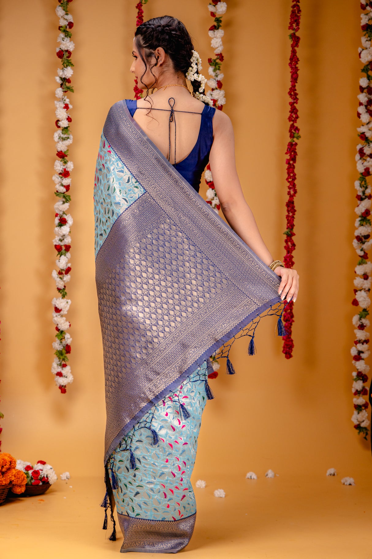 Mimosa Women's Woven Design Kanjivaram Style Art Silk Saree With Blouse Piece : SA00001596SFFREE