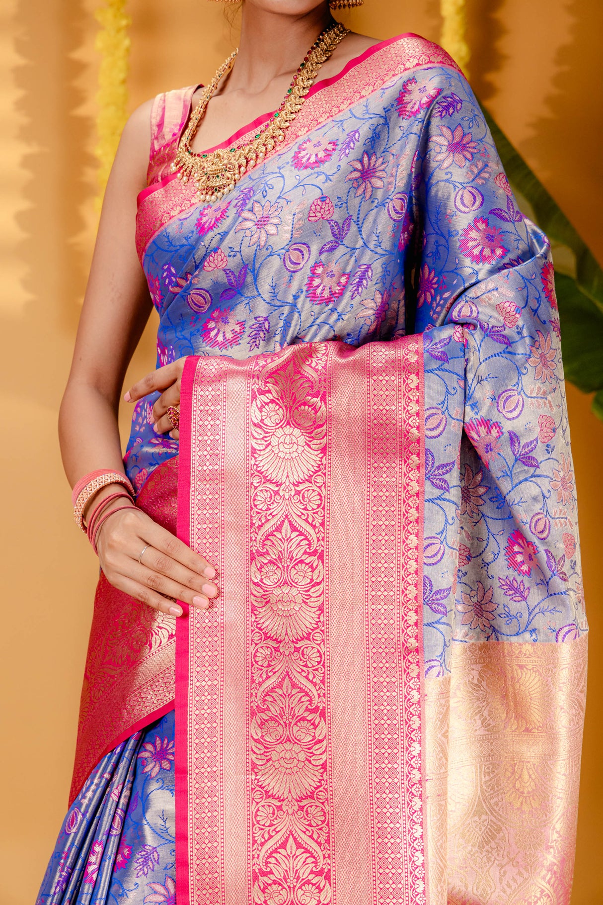 Mimosa Women's Woven Design Kanjivaram Style Art Silk Saree With Blouse Piece : SA00001827RBFREE