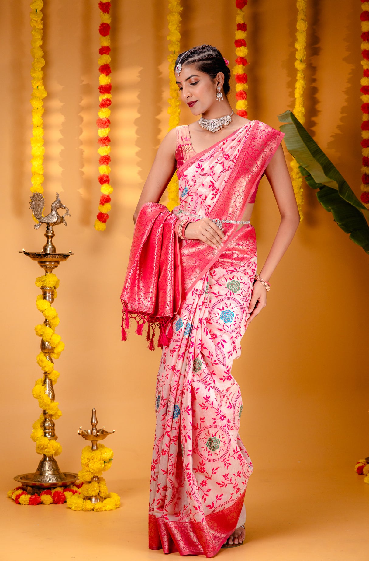 Mimosa Women's Woven Design Kanjivaram Style Art Silk Saree With Blouse Piece : SA00001599HWFREE