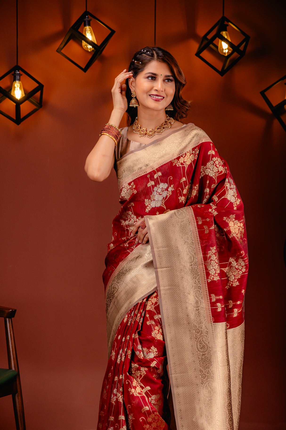 Mimosa Women's Woven Design Kanjivaram Style Art Silk Saree With Blouse Piece : SA00001736MRFREE