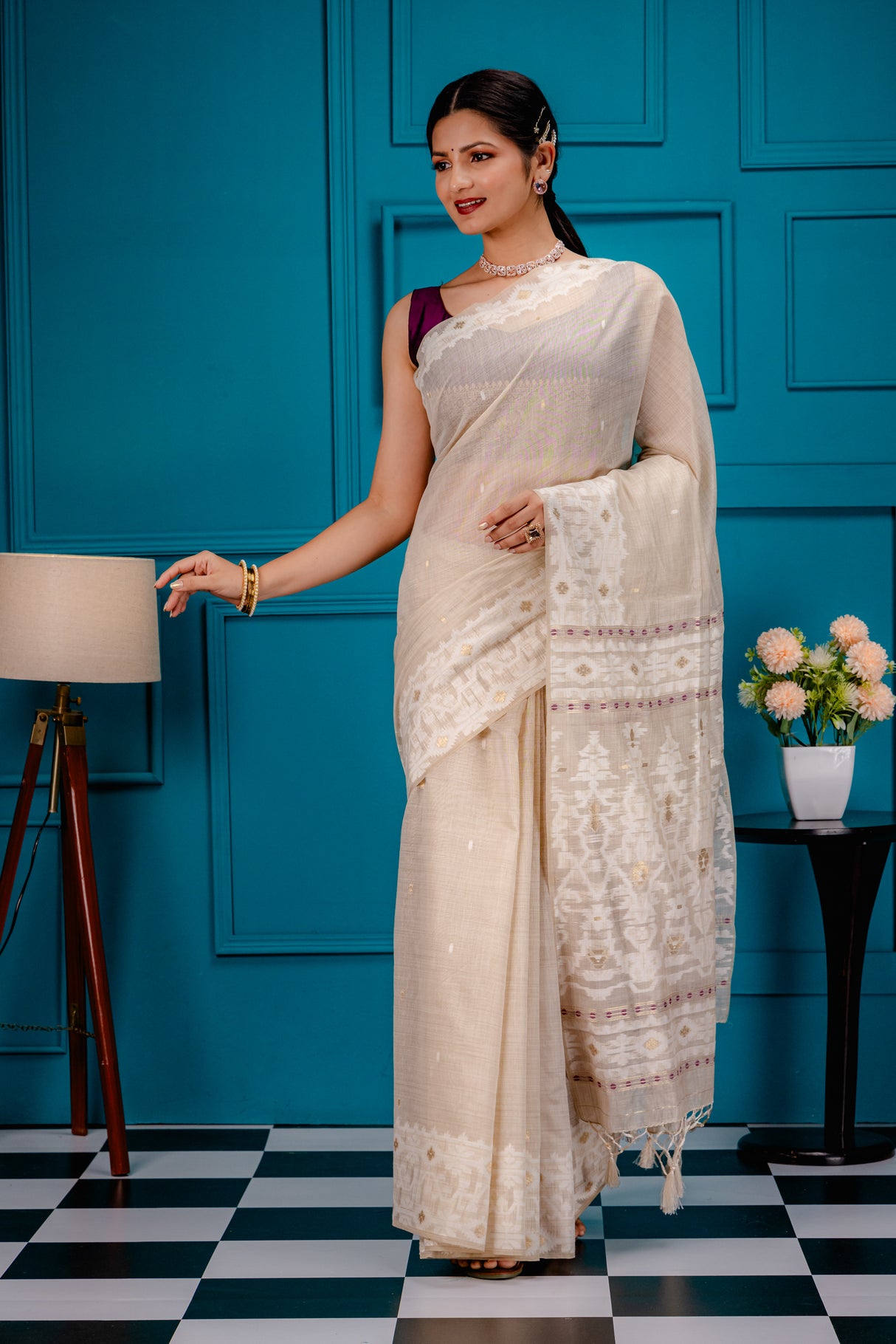 Mimosa Women's Woven Design Kanjivaram Style Art Silk Saree With Blouse Piece : SA00001734WNFREE