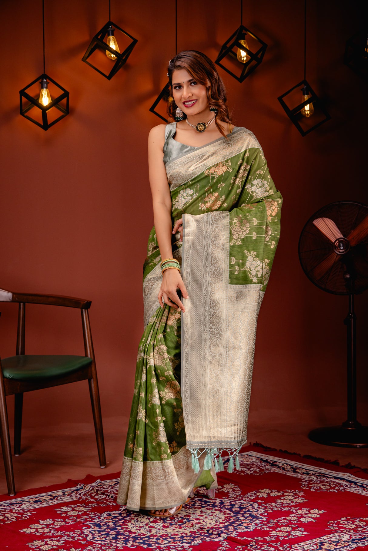 Mimosa Women's Woven Design Kanjivaram Style Art Silk Saree With Blouse Piece : SA00001736OLFREE