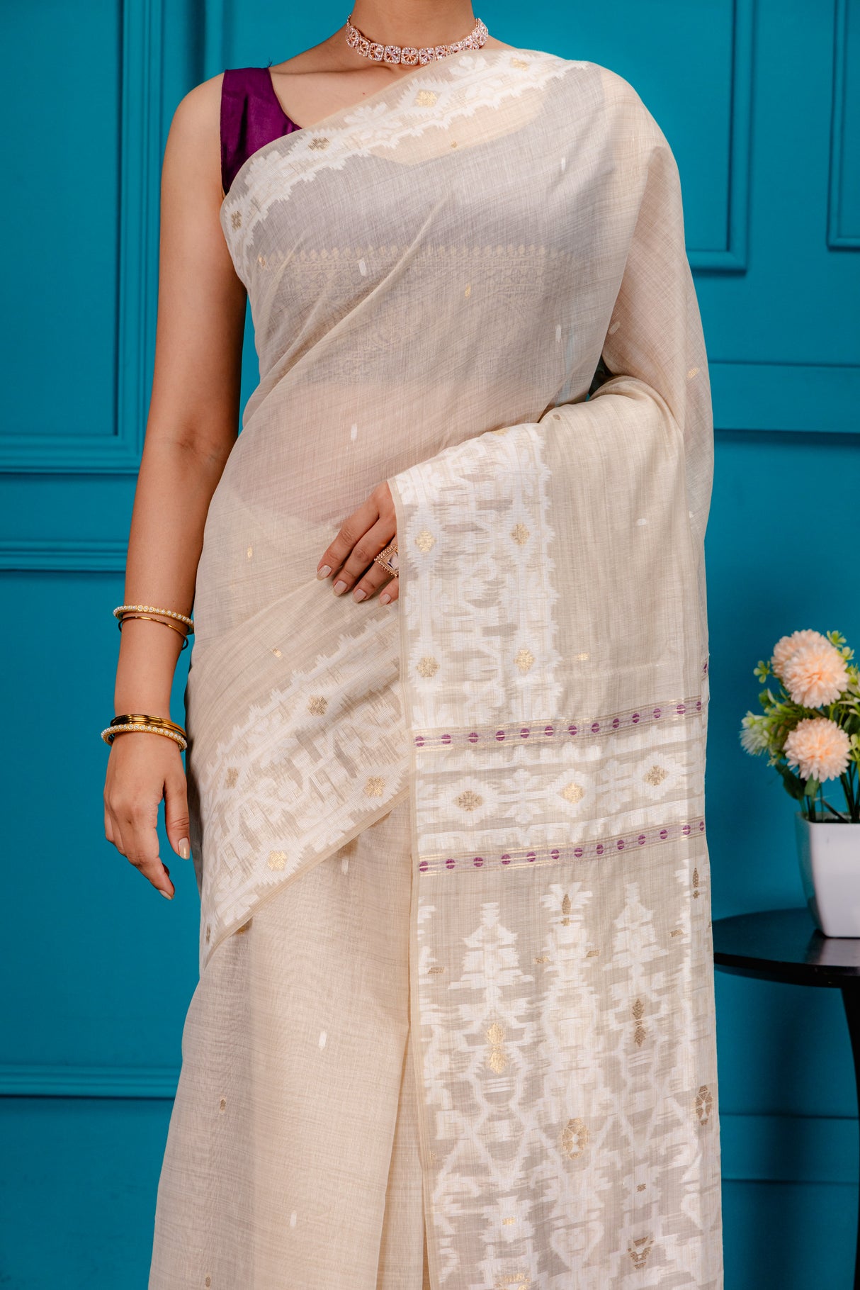 Mimosa Women's Woven Design Kanjivaram Style Art Silk Saree With Blouse Piece : SA00001734WNFREE