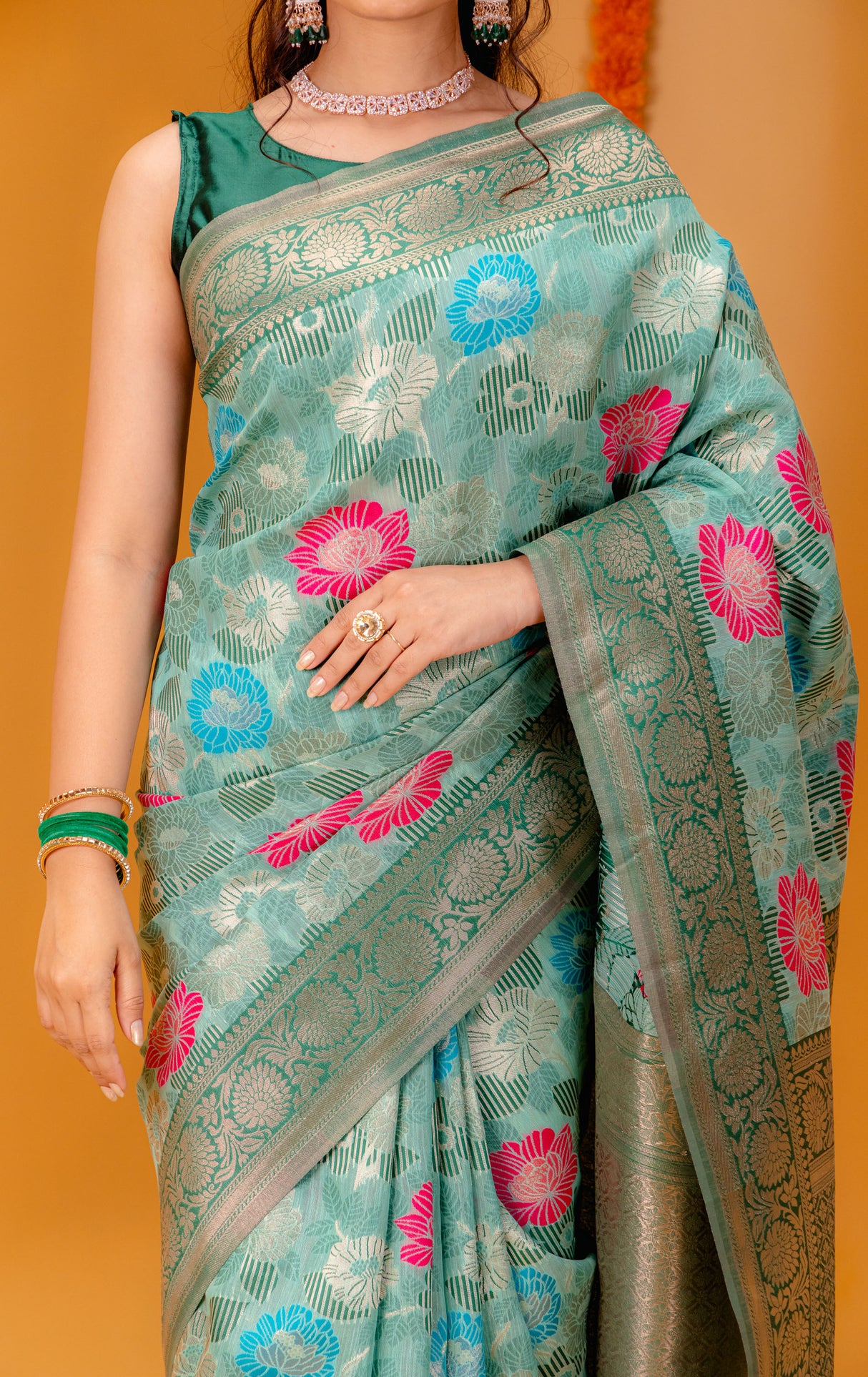 Mimosa Women's Woven Design Banarasi Style Art Silk Saree With Blouse Piece : SA00001601RMFREE