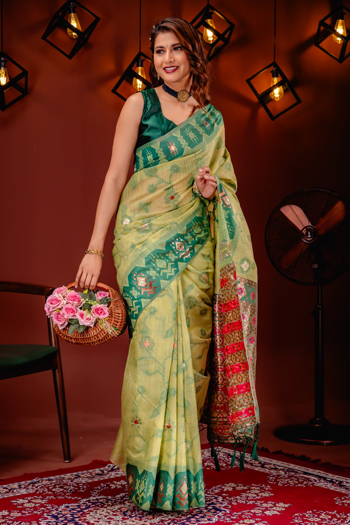 Mimosa Women's Woven Design ikat Style Art Silk Saree With Blouse Piece : SA00001793PGFREE