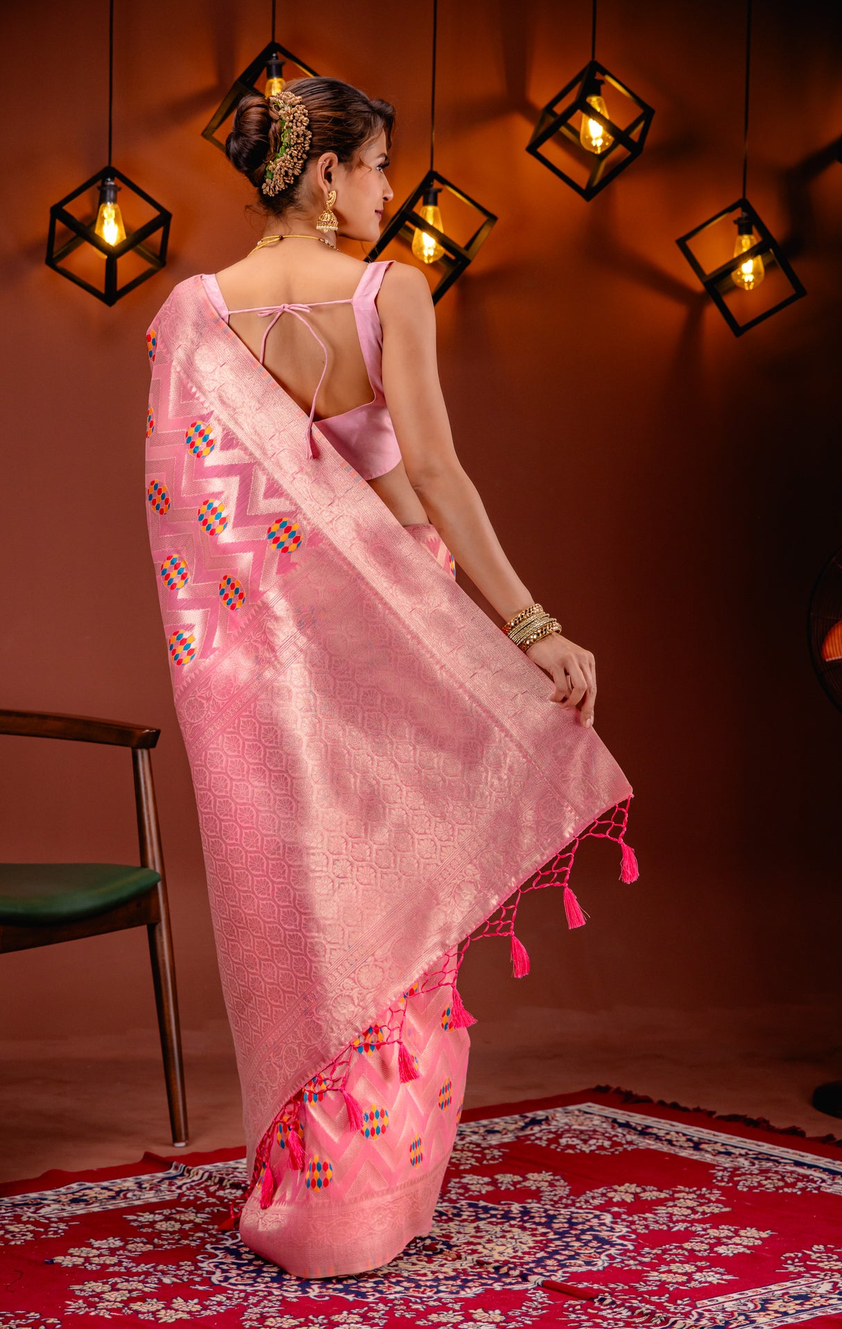 Mimosa Women's Woven Design Banarasi Style Art Silk Saree With Blouse Piece : SA00001584PNKFREE