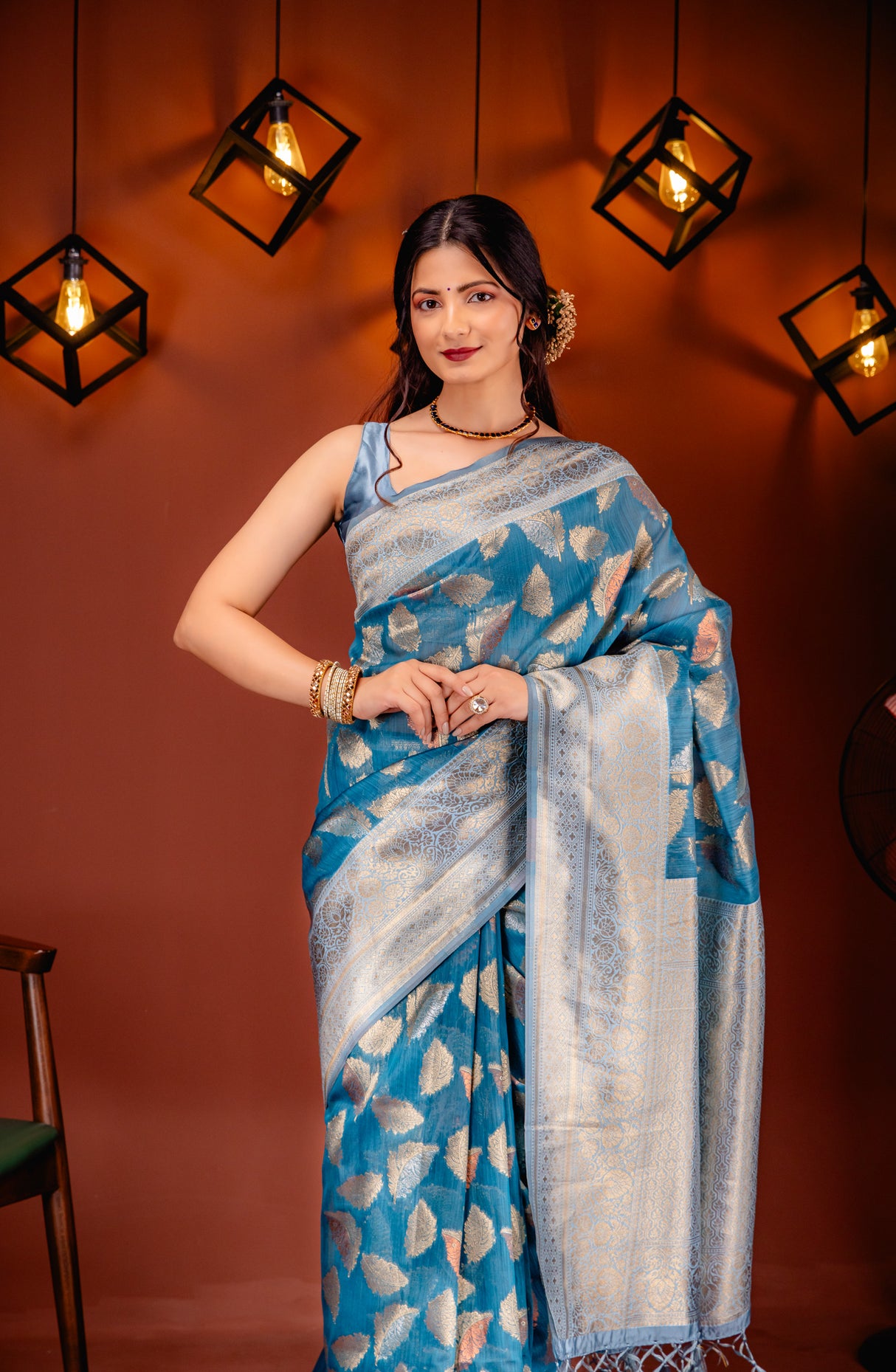 Mimosa Women's Woven Design Kanjivaram Style Art Silk Saree With Blouse Piece : SA00001742SFFREE