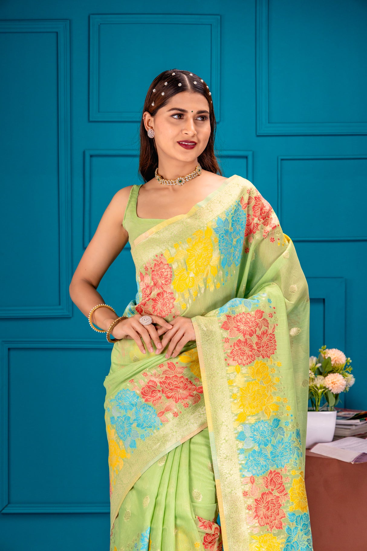 Mimosa Women's Woven Design Banarasi Style Art Silk Saree With Blouse Piece : SA00001730PSFREE