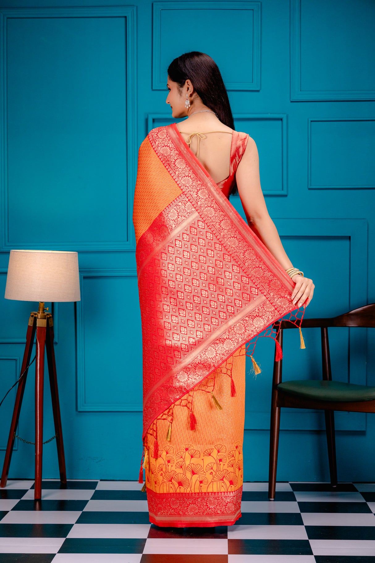 Mimosa Women's Woven Design Kanjivaram Style Art Silk Saree With Blouse Piece : SA00001586ORFREE