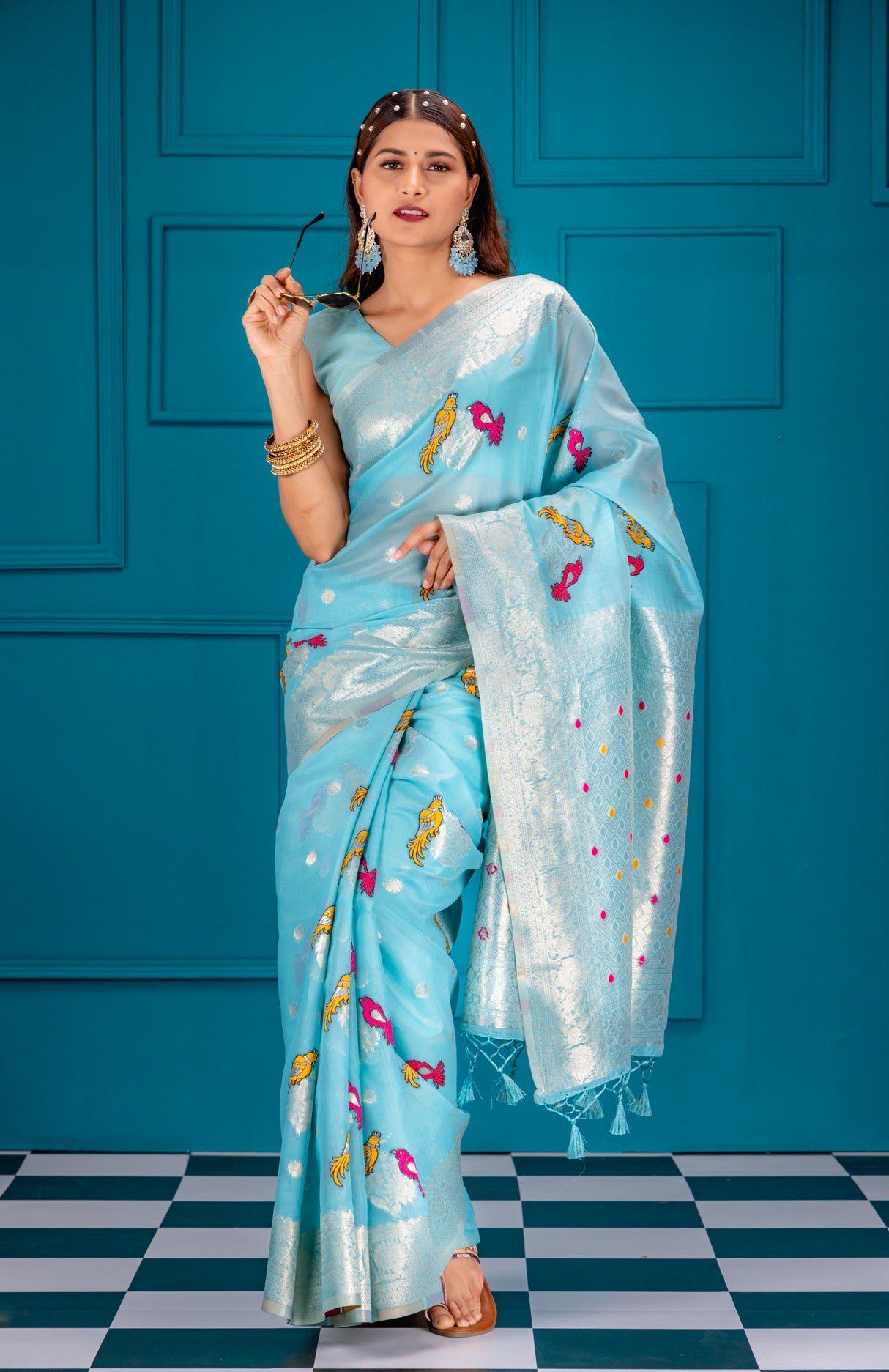 Mimosa Women's Woven Design Banarasi Style Art Silk Saree With Blouse Piece : SA00001739SFFREE