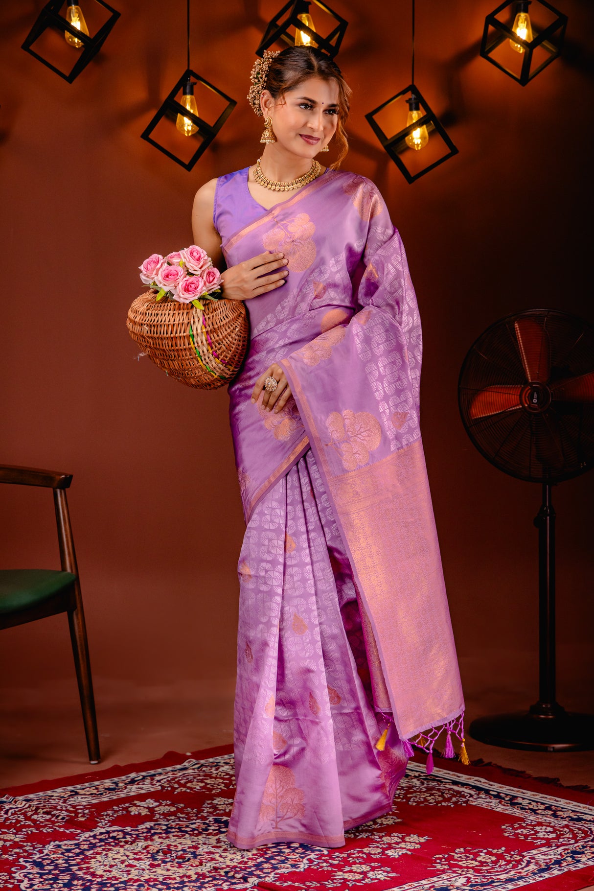 Mimosa Women's Woven Design Kanjivaram Style Art Silk Saree With Blouse Piece : SA00001762PNKFREE