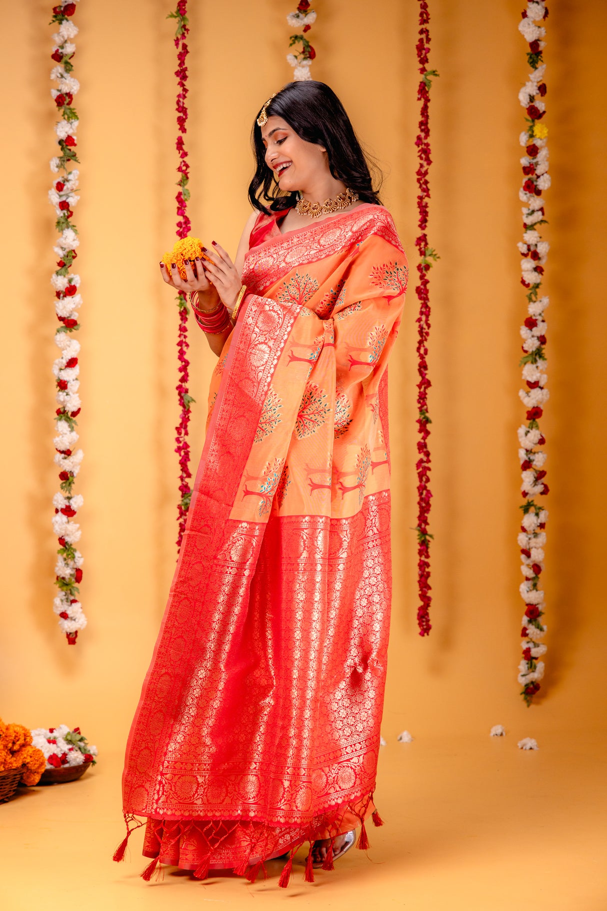 Mimosa Women's Woven Design Banarasi Style Art Silk Saree With Blouse Piece : SA00001580PCFREE