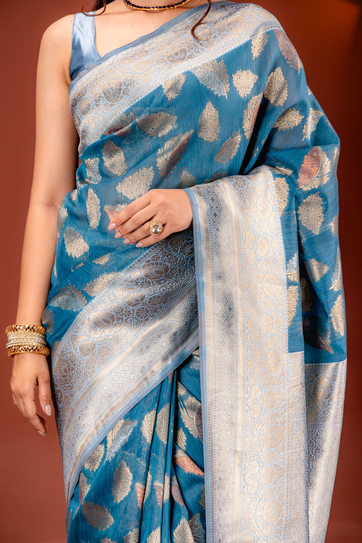 Mimosa Women's Woven Design Kanjivaram Style Art Silk Saree With Blouse Piece : SA00001742SFFREE