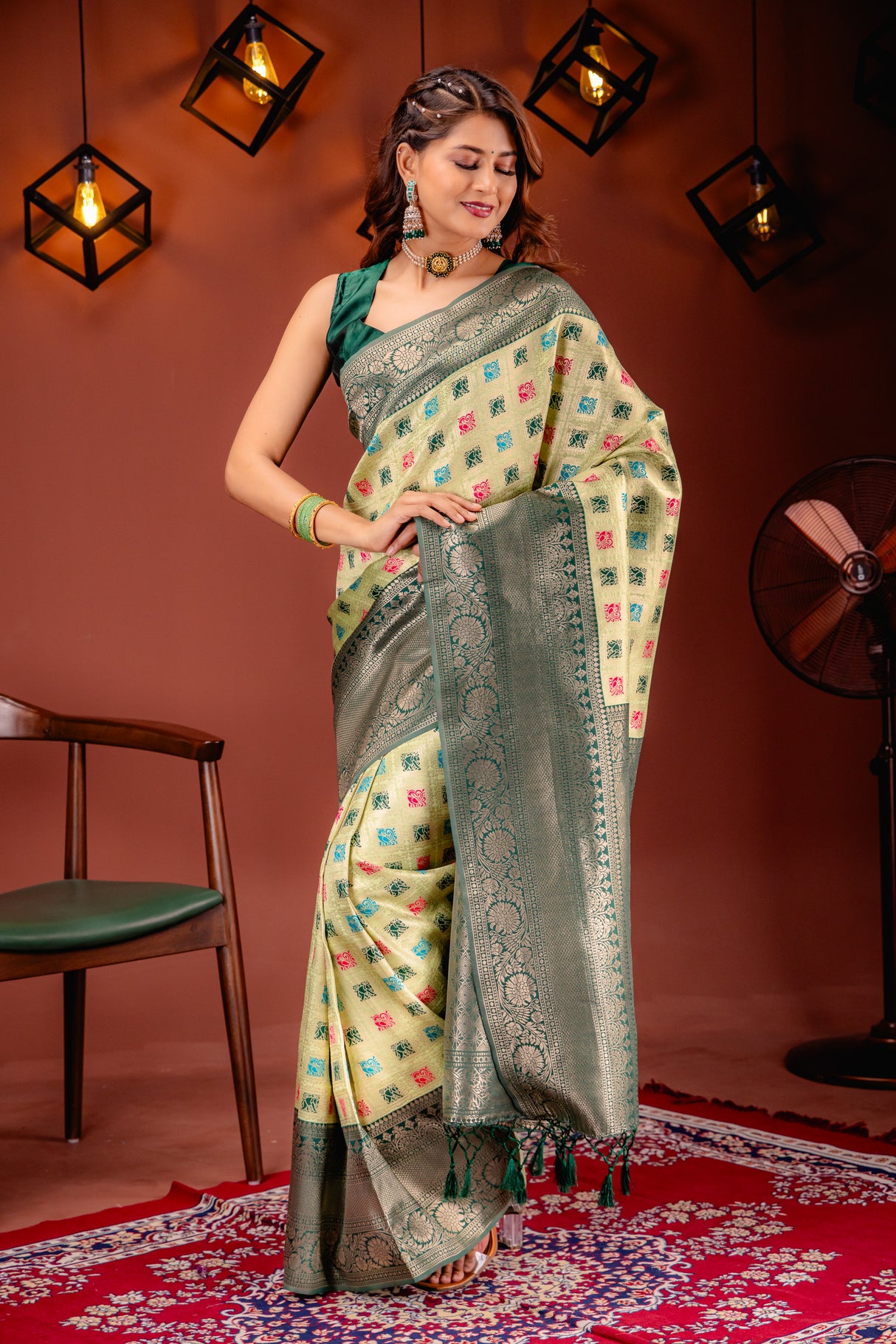 Mimosa Women's Woven Design Kanjivaram Style Art Silk Saree With Blouse Piece : SA00001655PSFREE