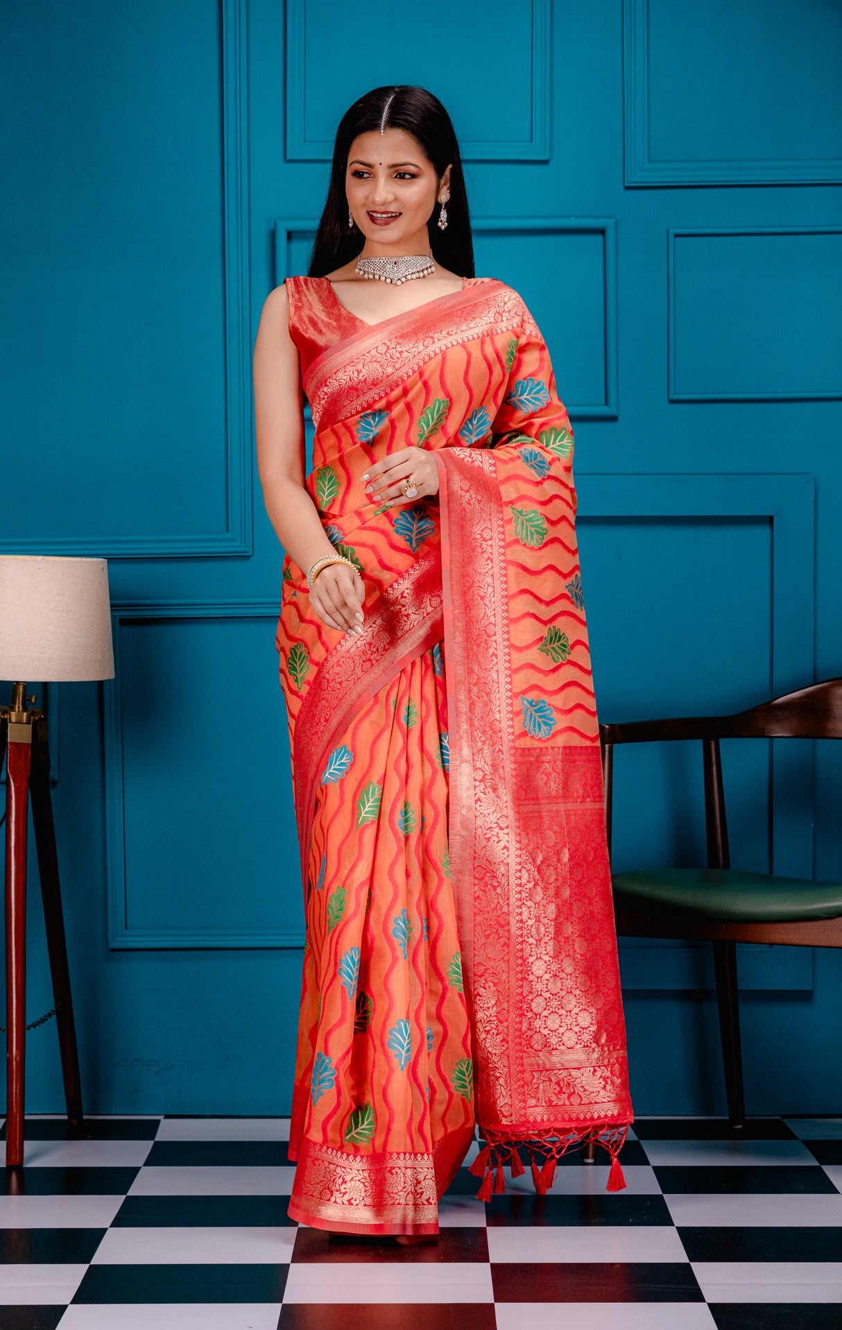 Mimosa Women's Woven Design Kanjivaram Style Art Silk Saree With Blouse Piece : SA00001600PCFREE