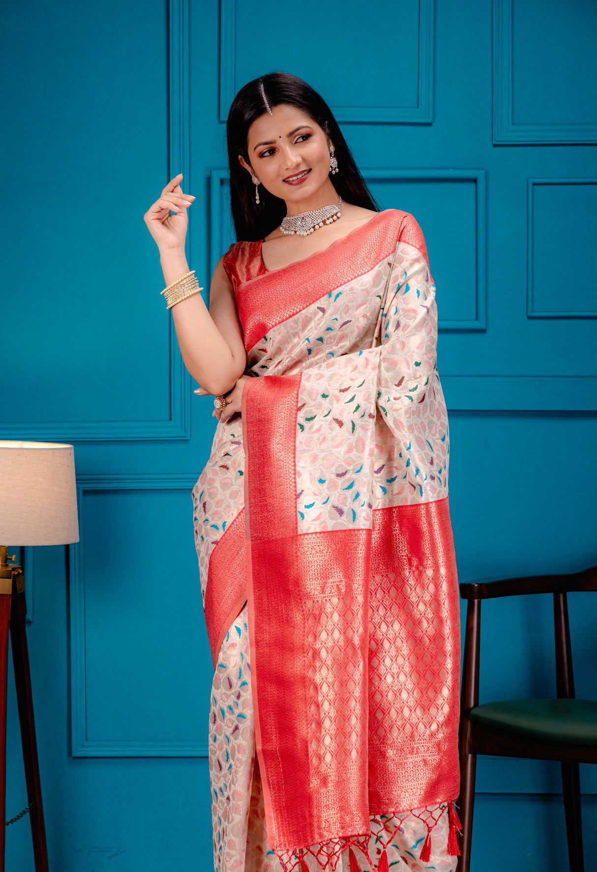 Mimosa Women's Woven Design Kanjivaram Style Art Silk Saree With Blouse Piece : SA00001596OFWFREE