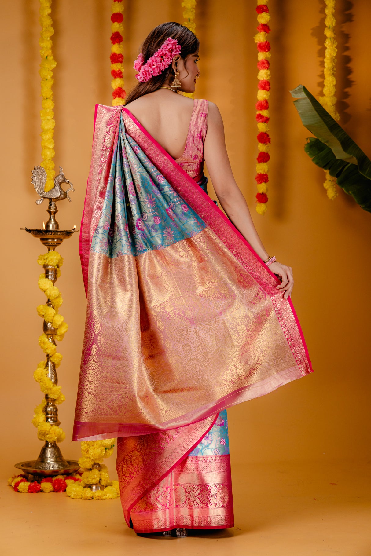 Mimosa Women's Woven Design Kanjivaram Style Art Silk Saree With Blouse Piece : SA00001827ANFREE